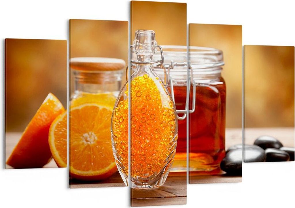 Bild auf Leinwand - Leinwandbild - Essen Honig Glas Vitamin - 150x100cm - Wand Bild - Wanddeko - Leinwanddruck - Bilder - Kunstdruck - Wanddekorati...