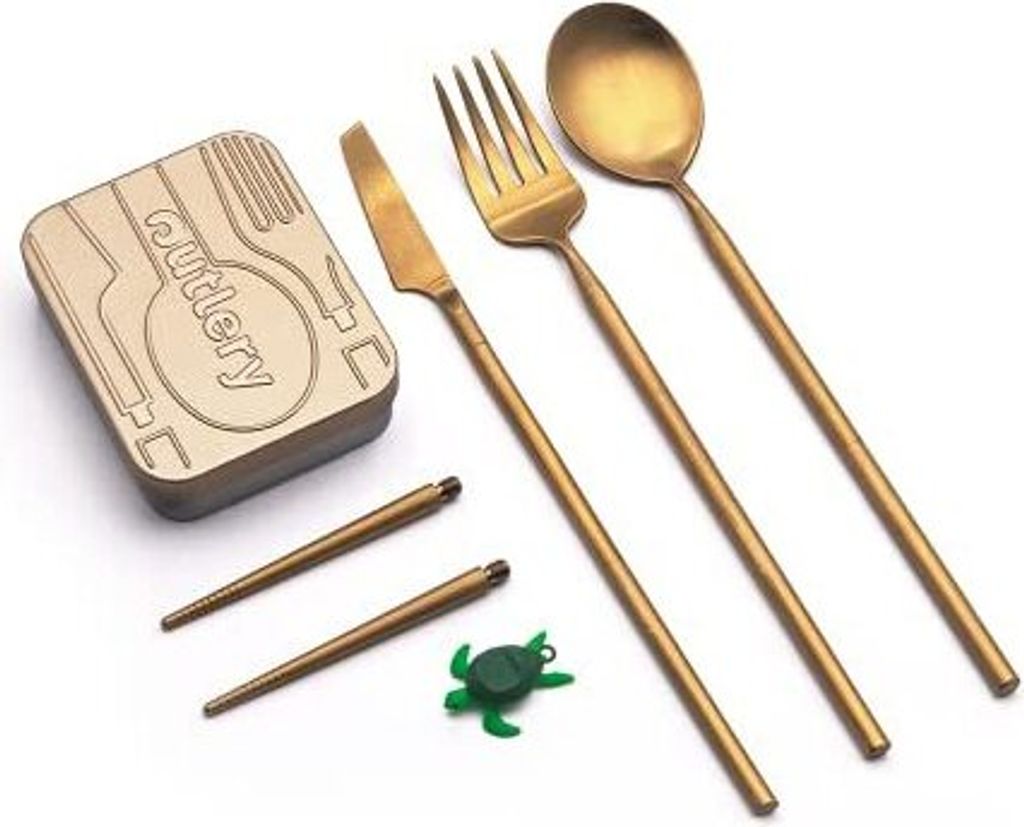 Set di posate da 4 pezzi con custodia portatile, set di posate in acciaio inox, set di posate portatili con cucchiaio, coltello e forchetta, set per esterni, viaggi, picnic, ufficio, scuola, lavabile