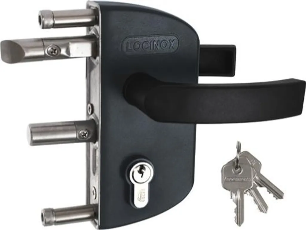 Serrure de jardin Locinox pour clôture 40 mm et portillon gris foncé