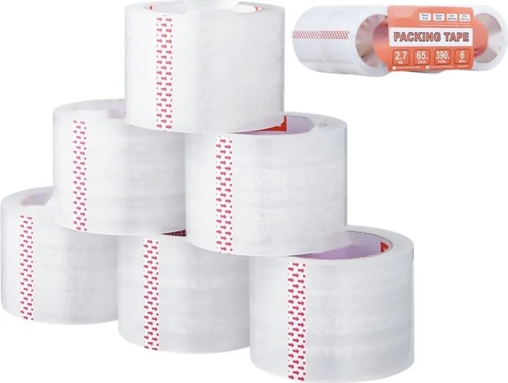 Pack de 6 rubans d'emballage transparents 76,2mm x 60m adhésif fort