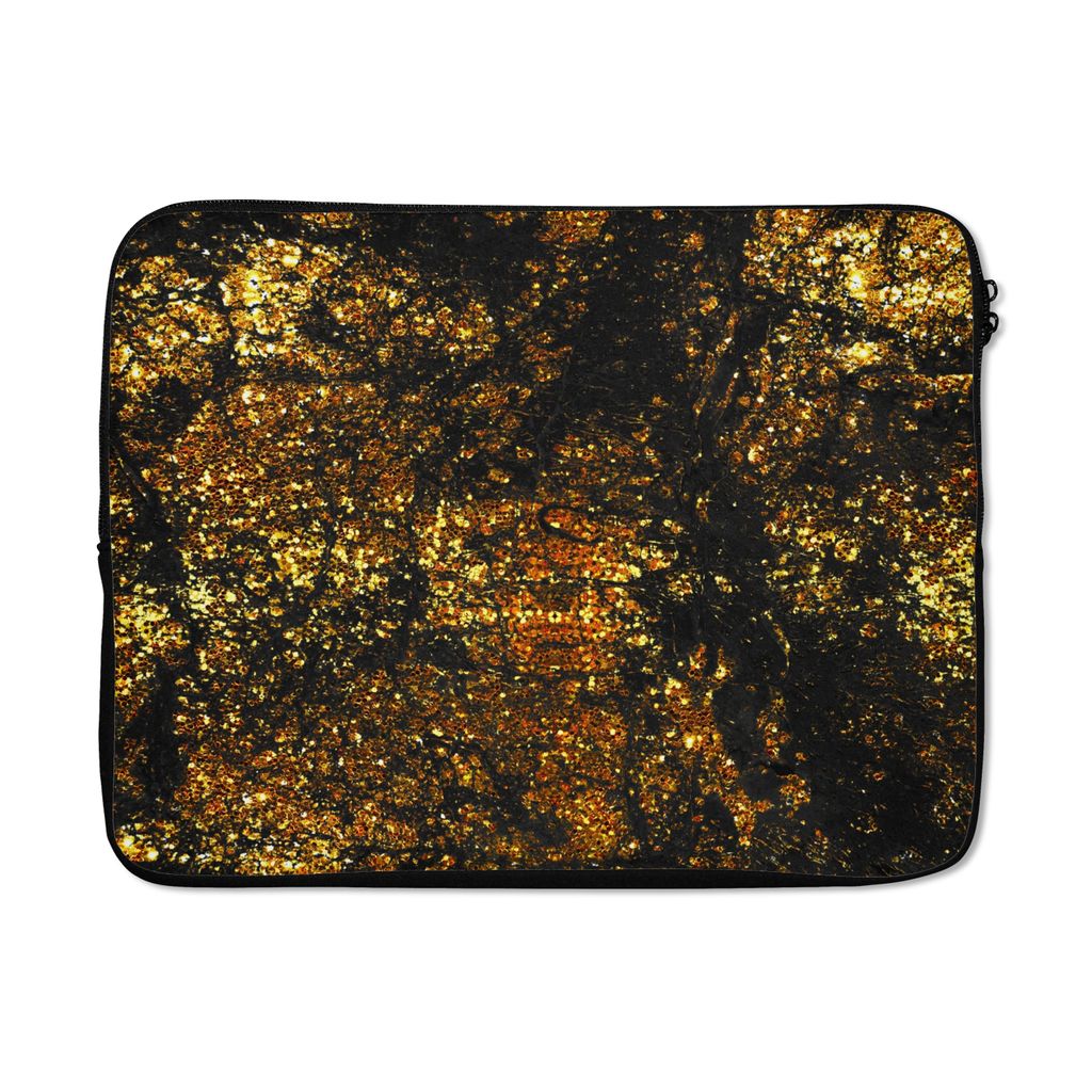 MuchoWow Laptop Hülle 17 Zoll Laptoptasche Marmor - Glitzer - Gold - Zipper - Schutzabdeckung
