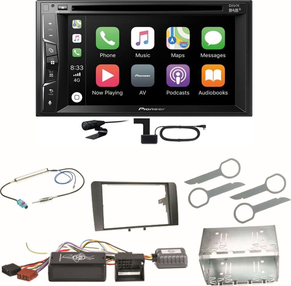 Pioneer AVH-Z3200DAB Carplay Bluetooth Digitalradio Einbauset für Audi A3 8P 8PA