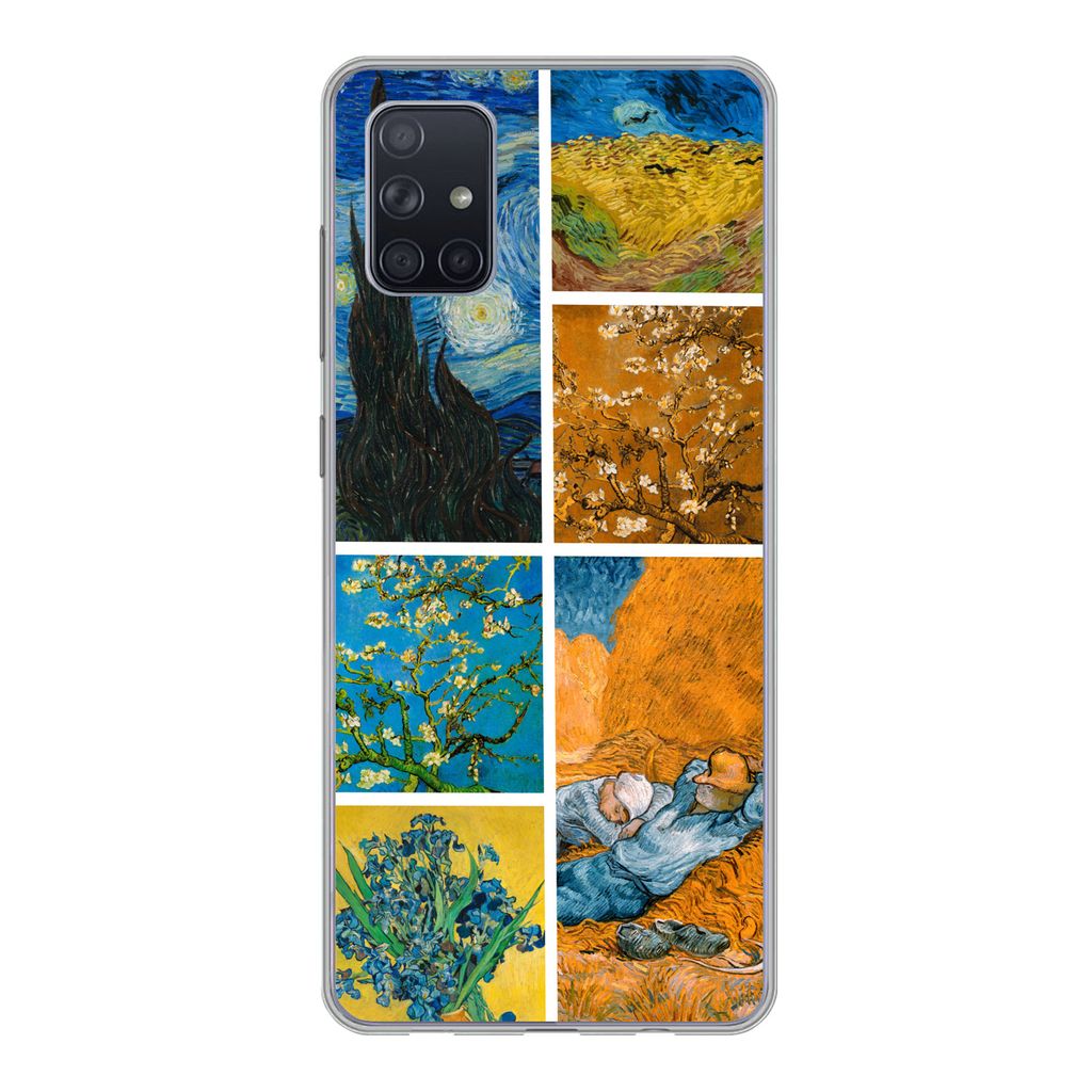 MuchoWow Handyhülle Schutzhülle Hülle für Samsung Galaxy A71 Van Gogh - Collage - Alte Meister Silikon Softcase Handy Hülle - Kartenbesitzer