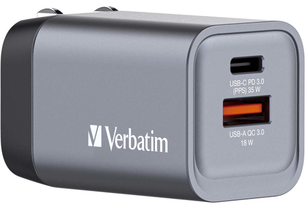 Verbatim GNC-35 GaN Charger 34W 1xUSB-C PD, 1xUSB-A QC 3.0 Produktbild 