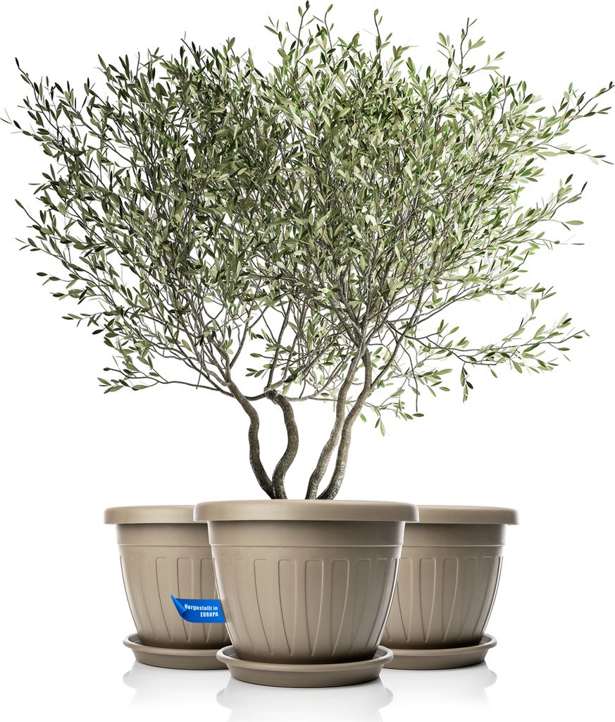 BigDean 3x Blumentopf mit Untersetzer rund ø50xH38 cm Produktbild 