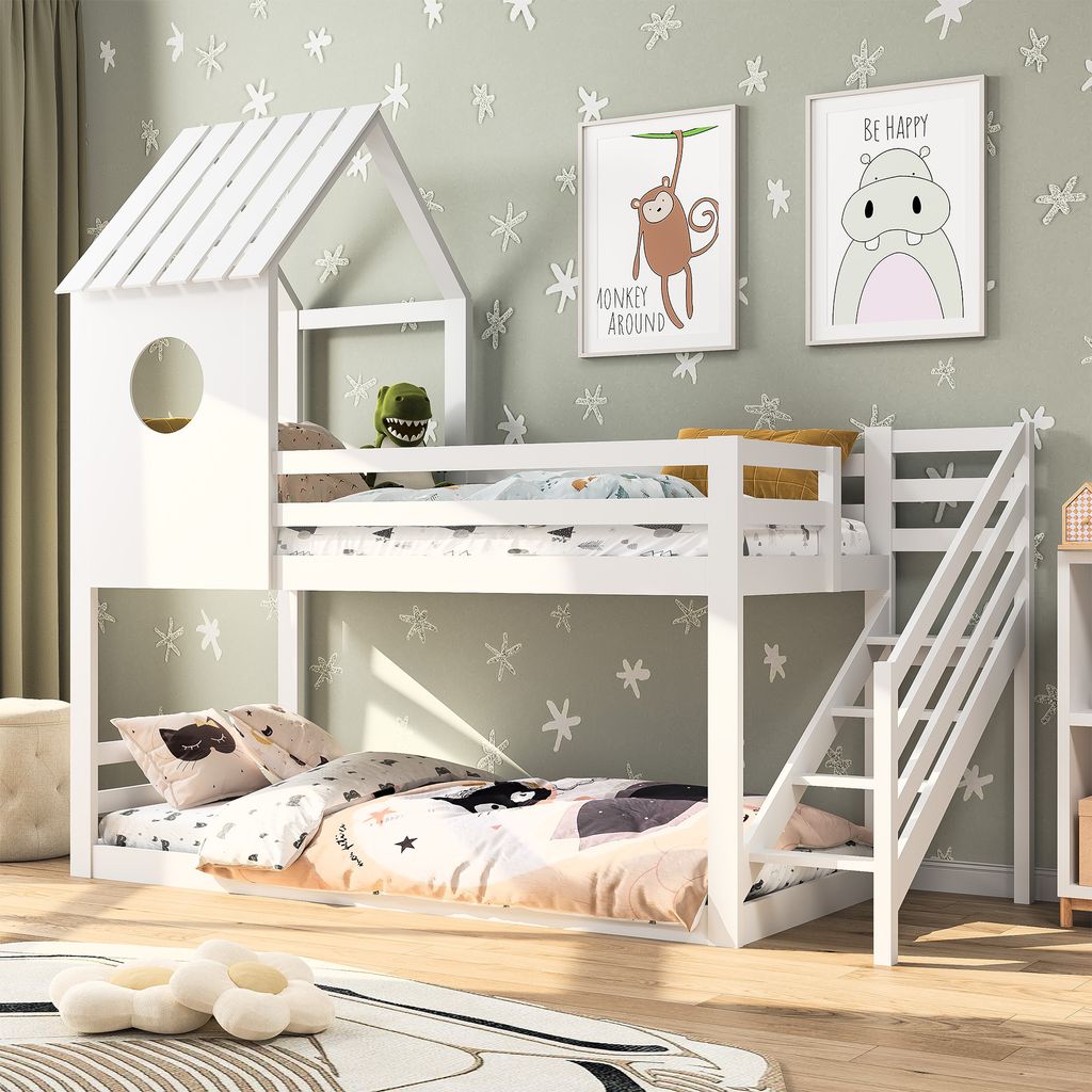 CDGlobal  Etagenbett 90x200cm mit Treppe und Rutsche, Produktbild 
