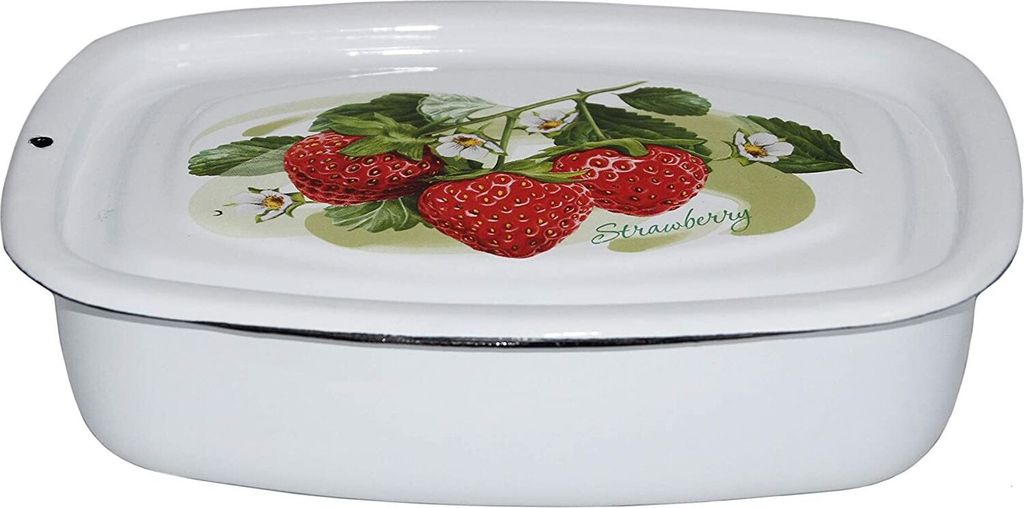 Emaille Dose Schüssel Behälter Oval mit Deckel 1 Liter emailliert für Sülze Holodez Cholodez Aspik Холодец