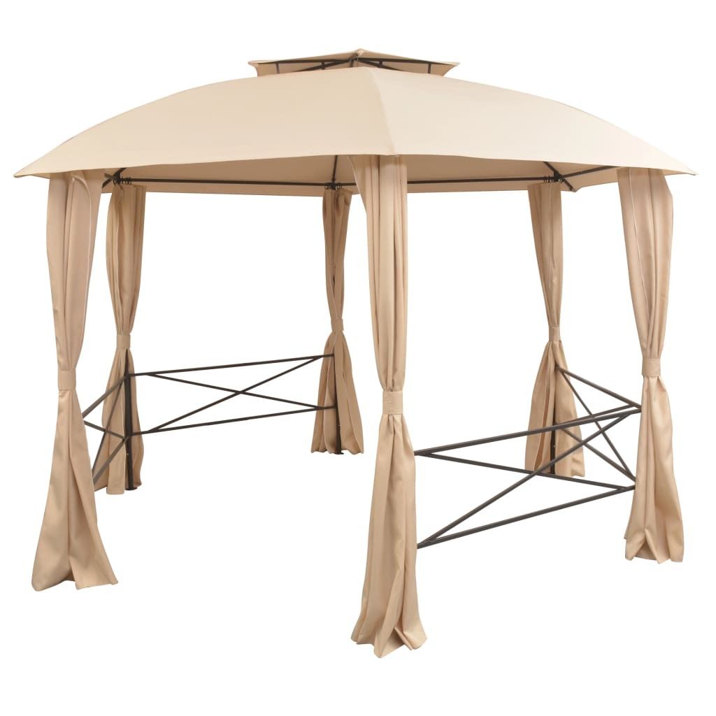 vidaXL Gartenpavillon mit Vorhängen Hexagonal 360x265 cm Produktbild 