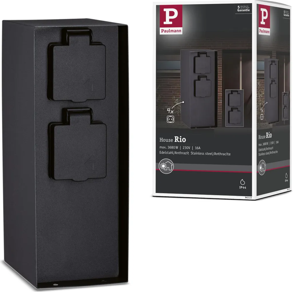 Colonna di presa Paulmann Rio quadrupla: Multipresa da esterno IP44