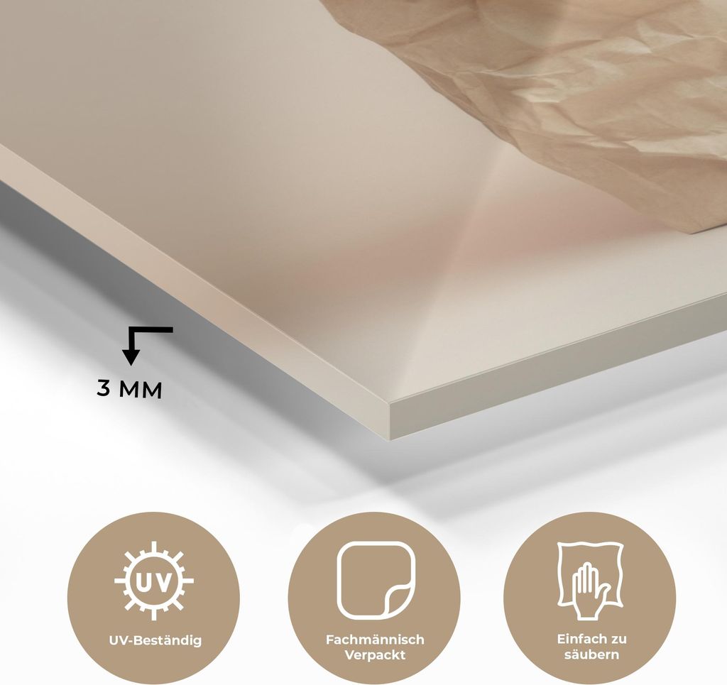 MuchoWow Glasbilder - Bilder auf Wandbild - Foto auf Glas Baguette - Brot - Baguette - Beige 50x50 cm Wanddekoration aus Glas - Acrylglasbild - Acr...