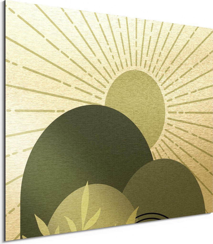 DEQORI Alu-Dibond Bild Gold 40x30 cm 'Lichtspiel der Natur' Wandbild Metall dünn Design