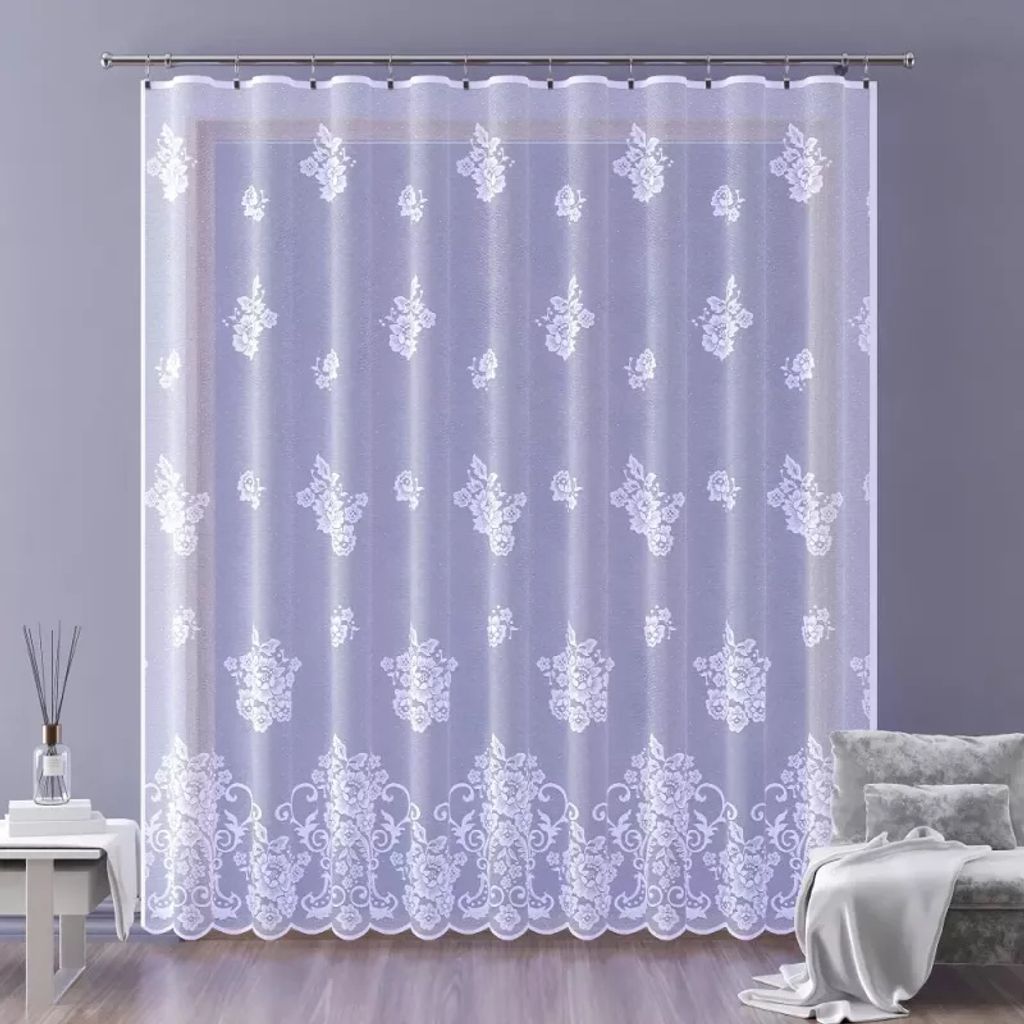 Fertige Jacquard-Gardine Calia A113 300x250 cm weiß 250 cm 300 cm