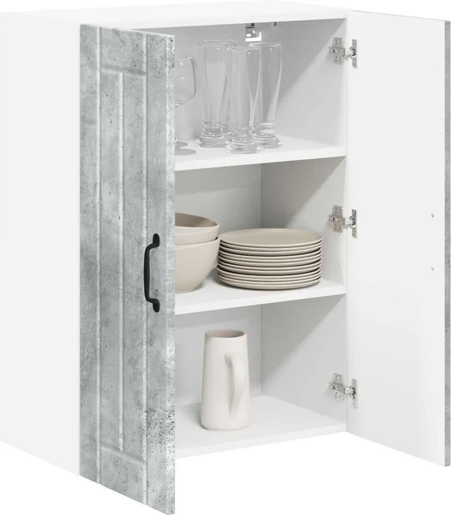 vidaXL Pensile Cucina 60cm Grigio Cemento | Mobile Salvaspazio 80cm - 3