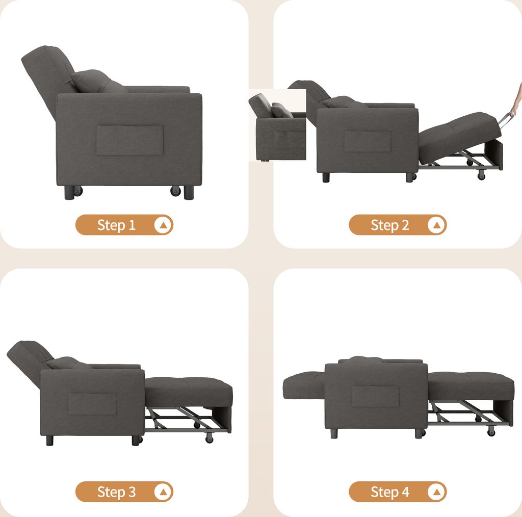 Bealife Einzelschlafsofa, 3-in-1-Sessel mit verstellbarer Produktbild 4