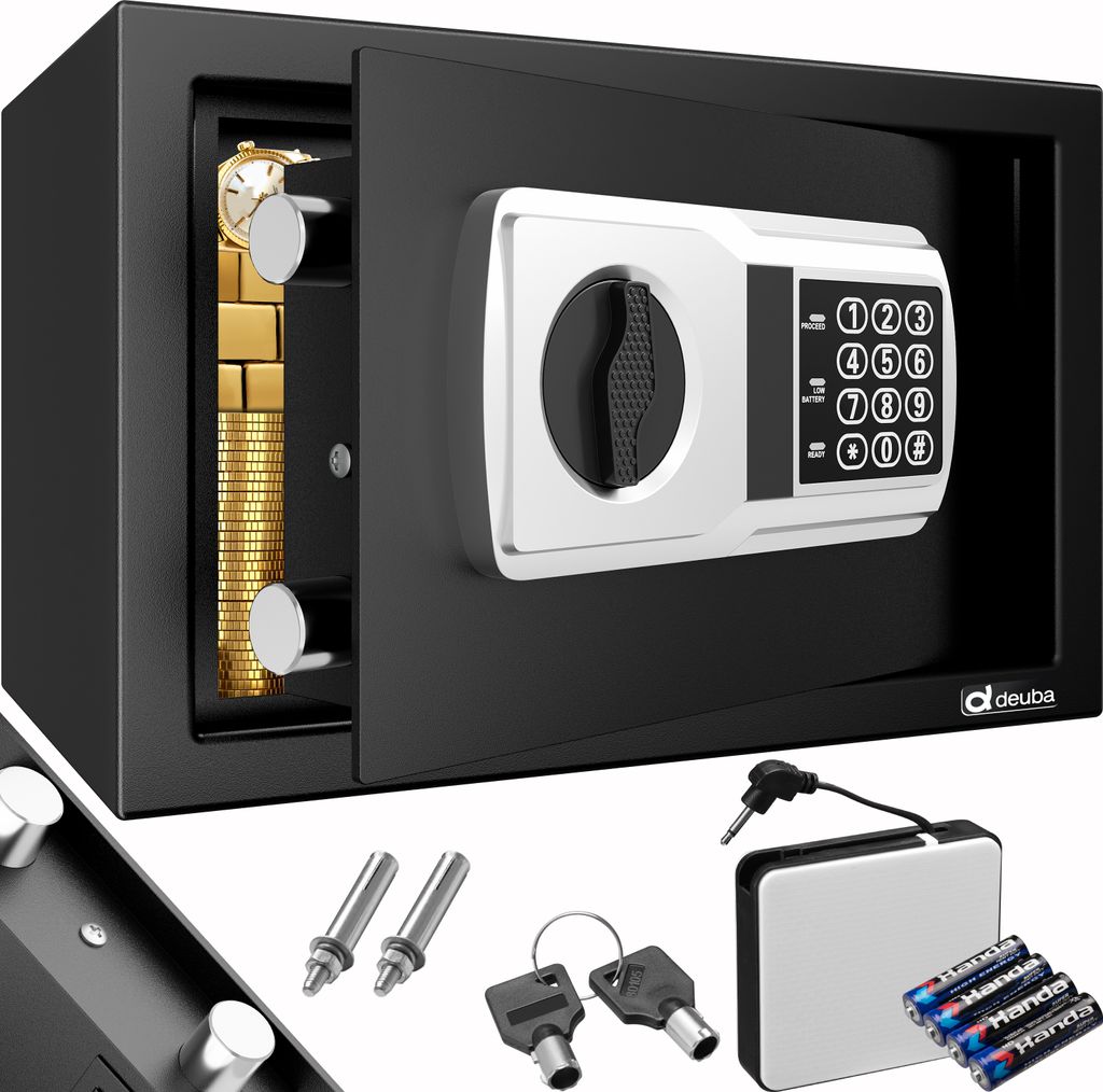Deuba® Tresor Safe 31x20x20cm Doppelstahlbolzen Stahltür Produktbild 