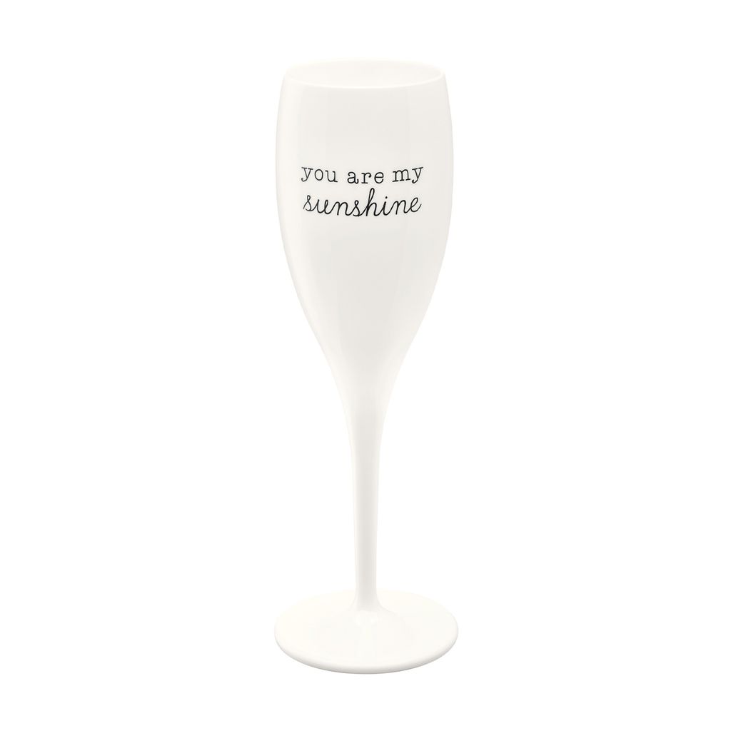 Koziol Cheers No.1 You Are My Sunshine Superglas mit Druck, Sektglas, Champagnerglas, Trinkglas, Glas, Baumwolle White, 100 ml, 3440525