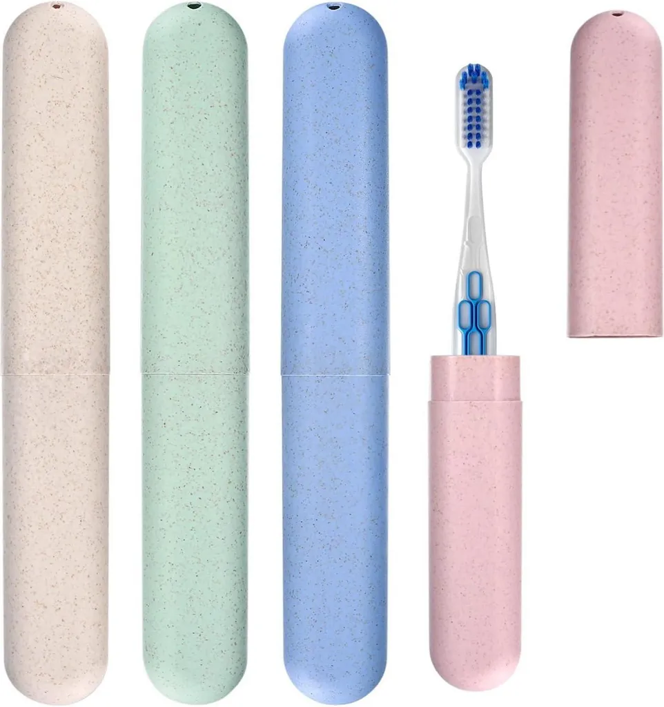 Étui brosse à dents en plastique pastel - Rangement voyage lot de 4