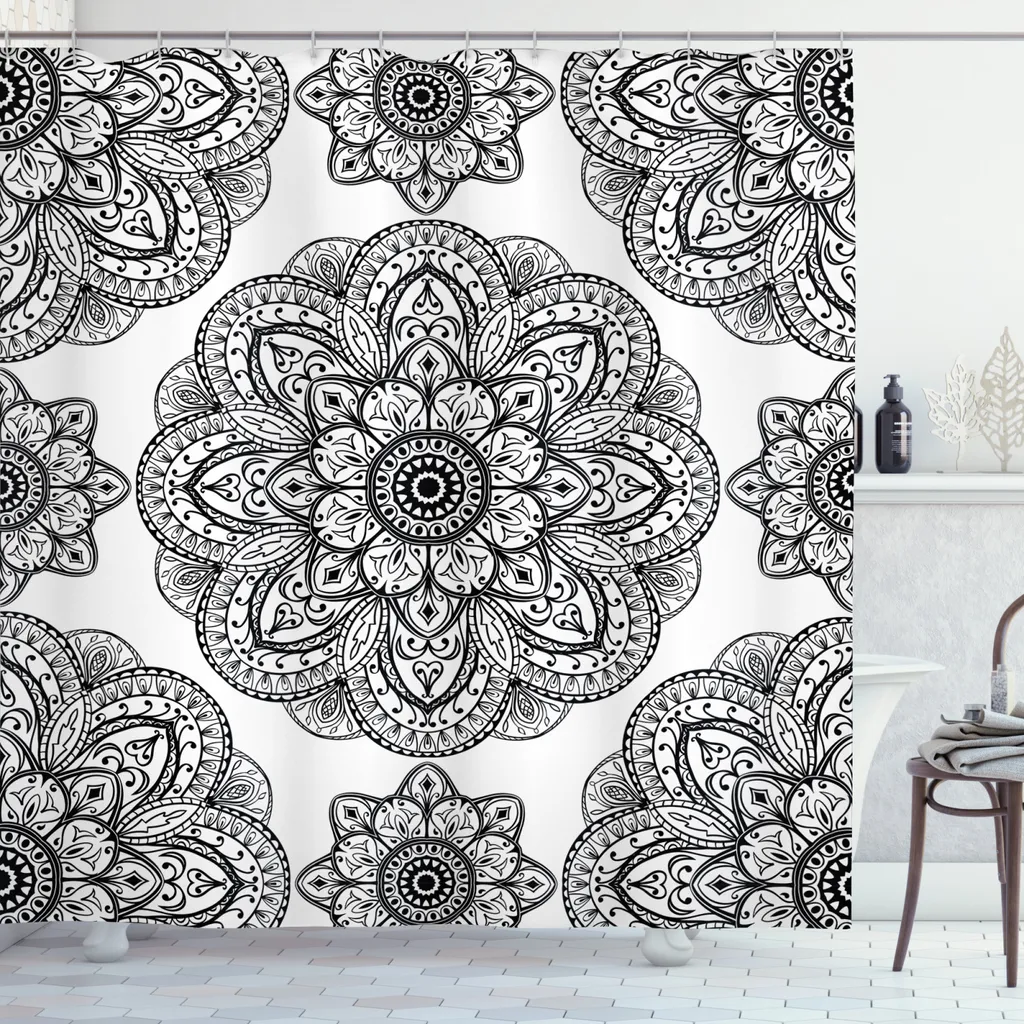 Tenda Doccia ABAKUHAUS Mandala 175x220cm Lavabile e Sicura