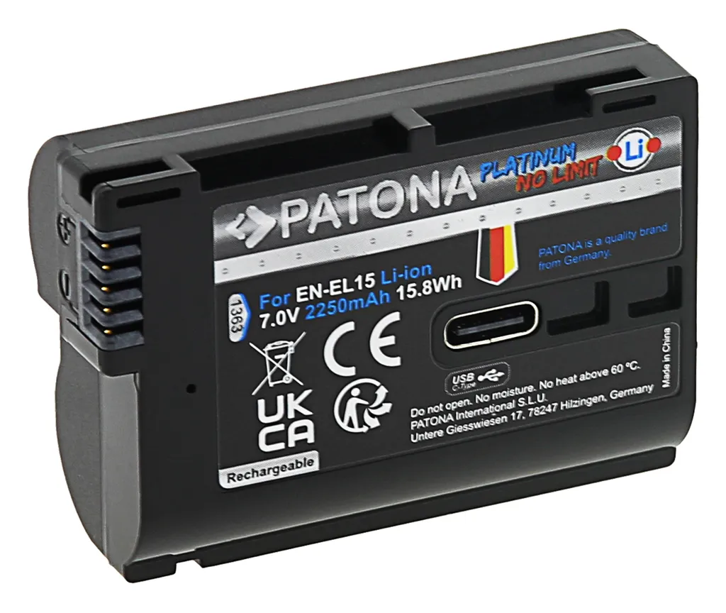 Batterie Nikon PATONA Platinum USB-C : charge directe et haute densité