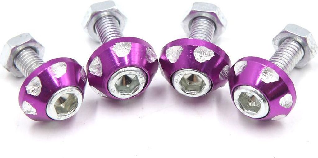 4Stk Lila Aluminum Auto Motorrad Dekorative Lizenz Platte Bohrer Schraube de