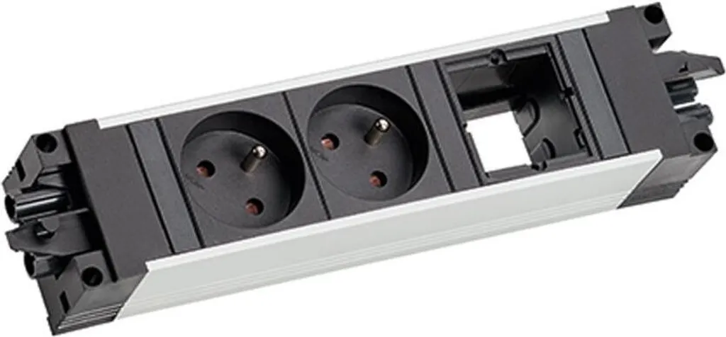 Multiprise Alu Modulaire Bachmann STEP 2 Prises UTE et 2 Ports Keystone