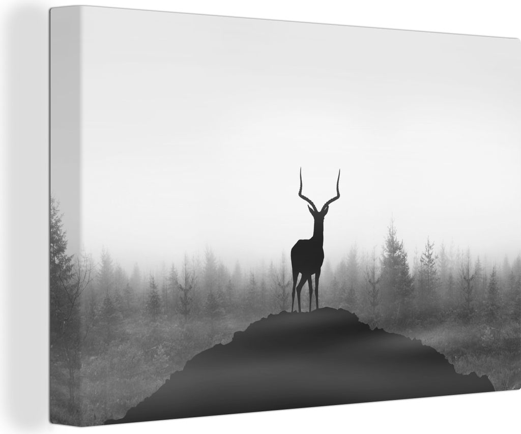 OneMillionCanvasses - Leinwandbilder - 140x90 cm, Rotwild - Schatten - Natur, Wandbilder Kunstdruck Wanddekoration - Foto auf Leinwand - Gemälde...