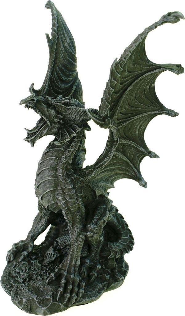 Drache Roar mit erhobenen Schwingen 25 cm Dragon Figur Gothic