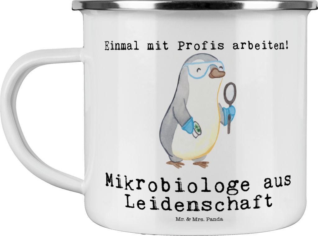 Mr. & Mrs. Panda Pott Mikrobiologe Leidenschaft - Weiß - Geschenk, Tasse Emaille, Beruf, Spruch, Labor, Teetasse, Haferl, Forschung, Becher, Witzig