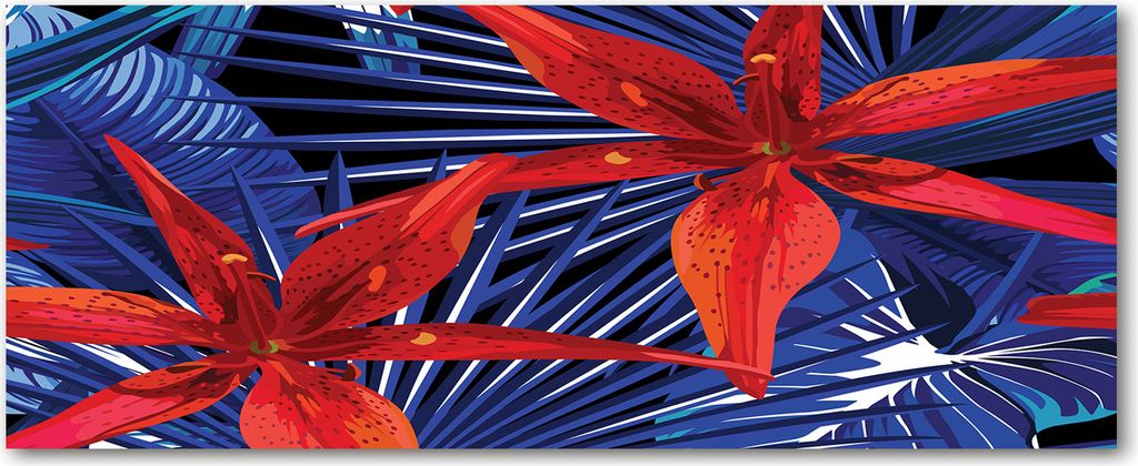Tulup Leinwandbild - 125x50 cm - Wandkunst - Drucke auf Leinwand - Leinwanddruck - Blumen & Pflanzen - Rot - Tropische Blumen