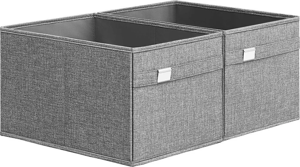 Lot de 2 boîtes de rangement gris tourterelle avec poignées renforcées