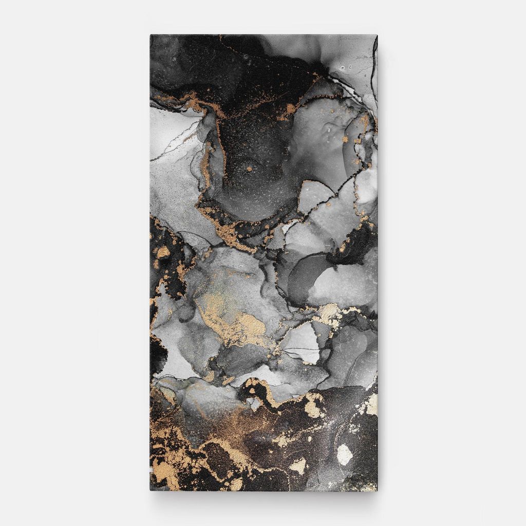ARTHUB Leinwandbild 40x80 cm, Grey Gold Marble | Wohnzimmerdekoration, Hängende Bilder, Wanddekoration, Heimdekoration, Abstrakte, Marmor