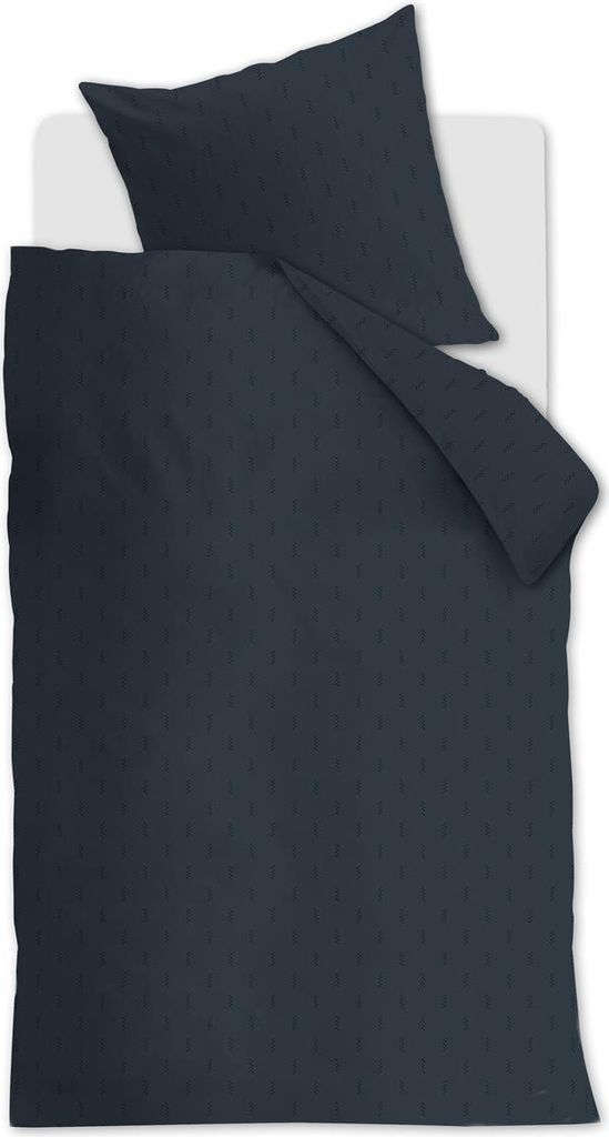 vtwonen Mako-Satin-Bettwäsche-Garnitur Crops Farbe Dark Blue Größe 155x220+80x80