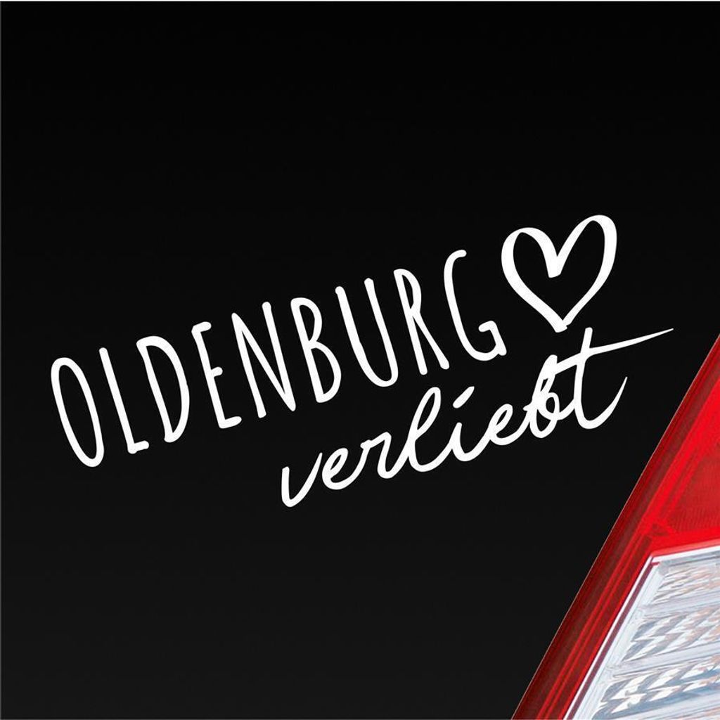 Auto Aufkleber Oldenburg verliebt Herz Stadt Heimat Liebe Car 19x6 cm Weiss Glanz Sticker Heckscheibenaufkleber