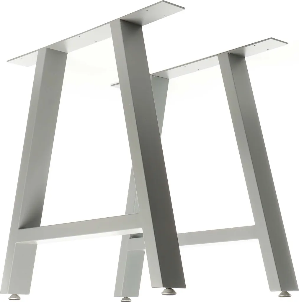 Piètement de Table Industriel en Acier Gris Lot de 2 Supports en Forme A