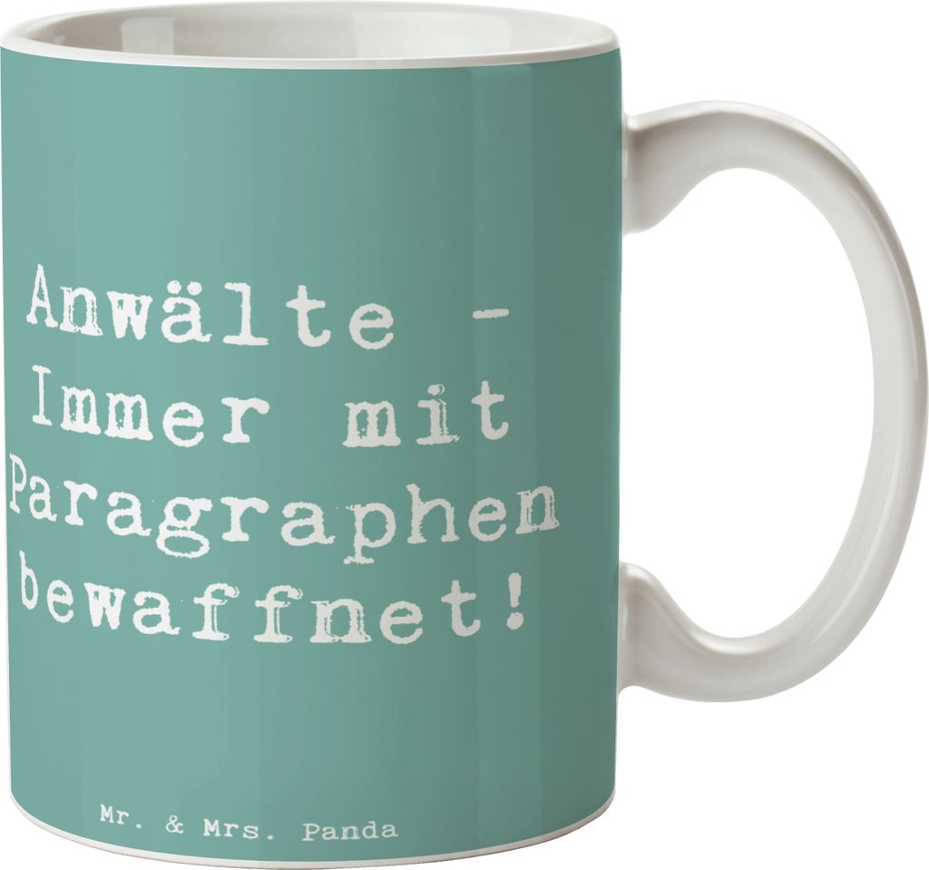 Mr. & Mrs. Panda Tasse Spruch Anwalt Paragraphen - Meeresbrise - Geschenk, Teetasse, Trinkbecher, Pott, Berufsliebe, kreative Geschenke, Rechtsexpe...
