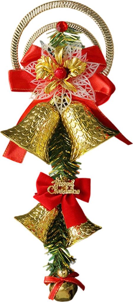Weihnachtsglocken-Set aus Kunststoff mit Schleife und künstlichen Tannennadeln für Hochzeiten, Partys und Weihnachtsdekoration
