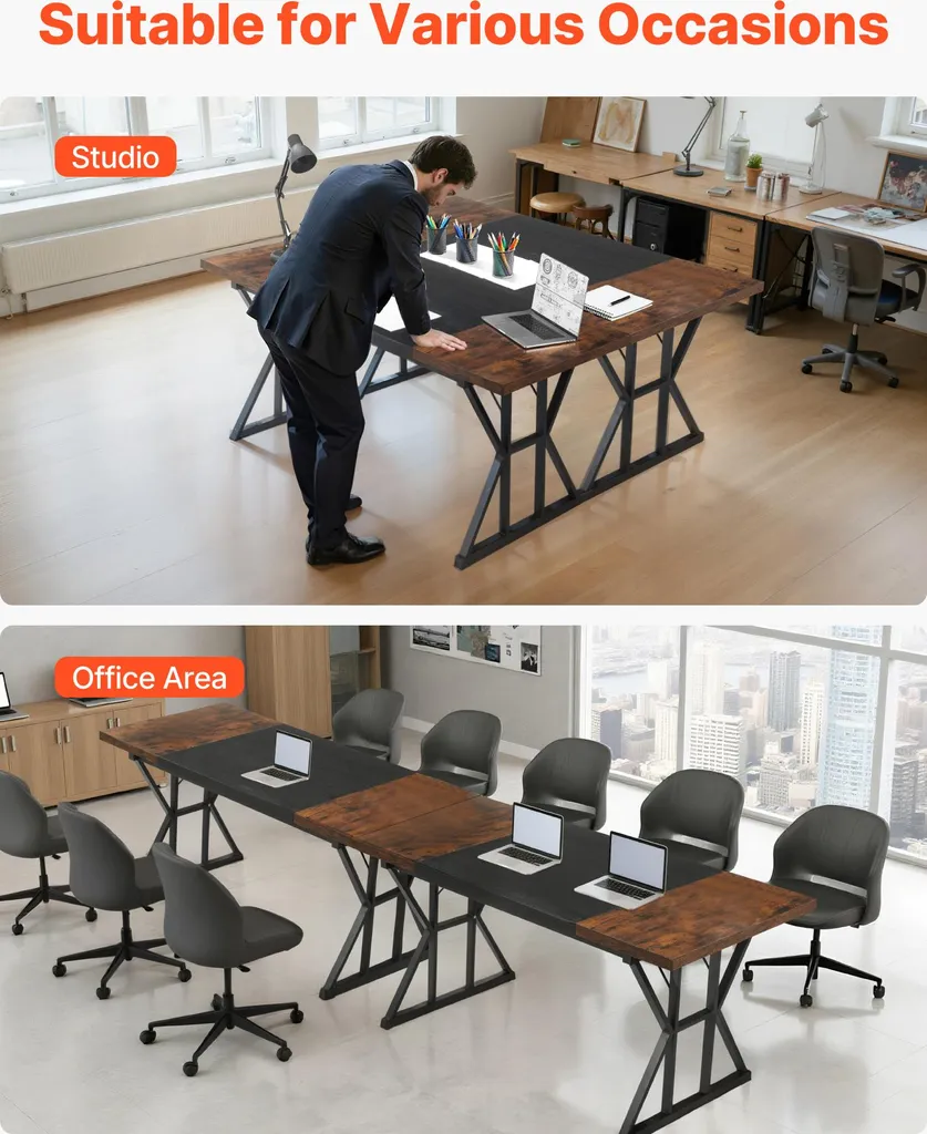 Table d'ordinateur Robuste 180x80 cm Charge 68kg Bureau Design Noir
