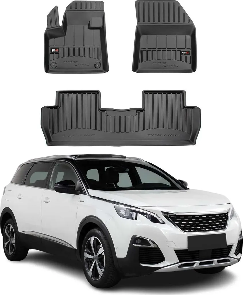 Tappetini su Misura Peugeot 5008 2017-2025 in TPE Nero Premium