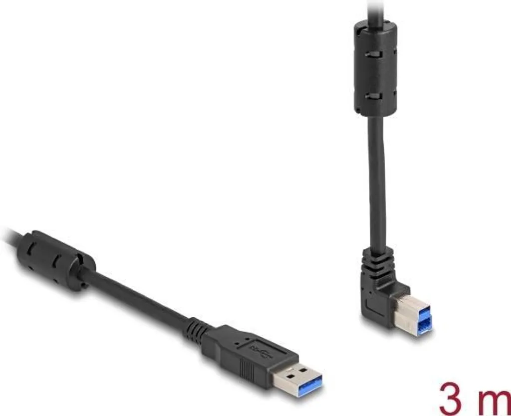 Câble USB 3.0 A vers B long 3m coudé pour installation murale et rack - 3