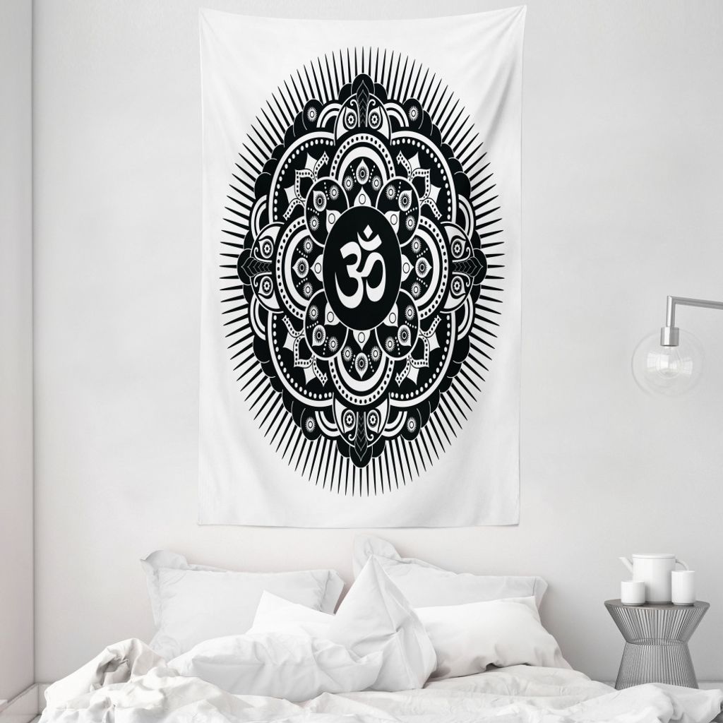 ABAKUHAUS Yoga Wandteppich und Tagesdecke, Oriental Tattoo Art Mandala aus Weiches Mikrofaser Stoff Waschbar ohne Verblassen Digitaldruck, 140 x 23...