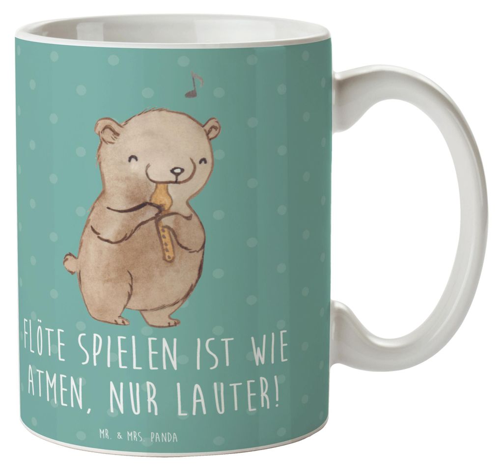 Mr. & Mrs. Panda haferl Flöte Atem - Meeresbrise - Geschenk, Musiker, Tasse, Keramiktasse, Melodie, Pott, Musikinstrument, Flötist, Trinkbecher, ...