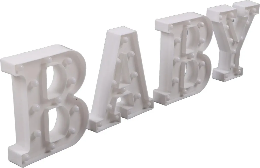 Kit Lettres BABY Lumineuses à LED blanc chaud sans fil 22cm de hauteur