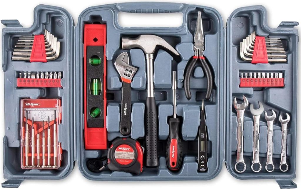 53-teiliges Handwerkzeugset für den Hausgebrauch – Werkzeugkoffer mit Hammer und Schraubendrehern für Heimwerker
