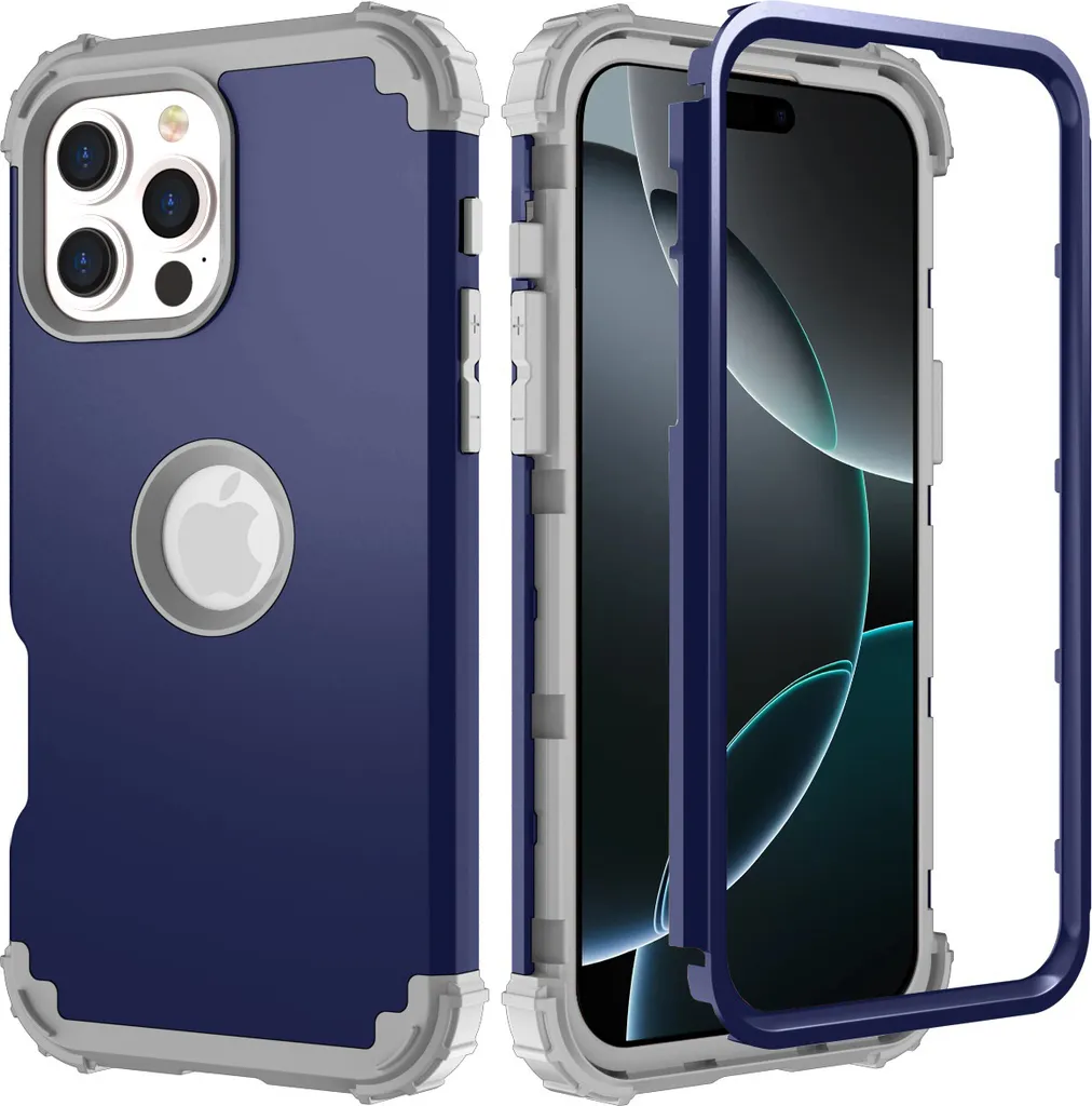 Custodia iPhone 16 Pro Blu Scuro Hybrid 3in1 Antiurto PC e TPU Resistente