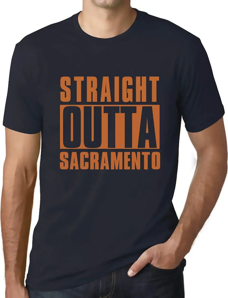 Herren Grafik T-Shirt Straight Outta Sacramento Öko-Verantwortlich Vintage Jahrgang Kurzarm Lustige Druck Geburtstag Geschenk Mann