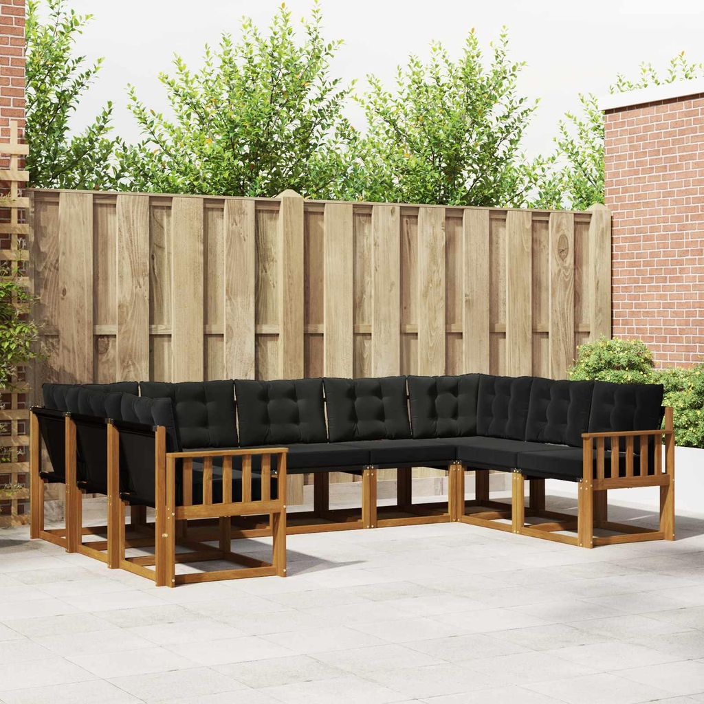 "Neues Produkt" Outdoor-Sofagarnitur ANTI-UV - CLORIS - mit Kissen - 9 pcs - Natürlich und Schwarz - Modern Gartensofas V586