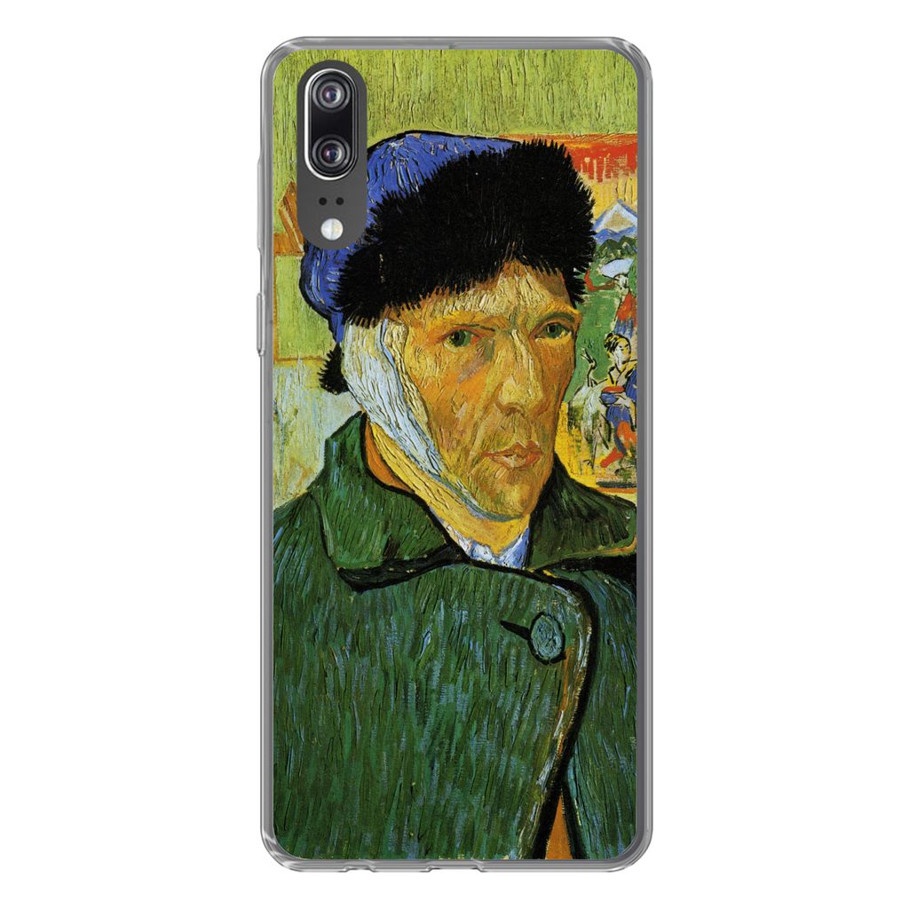 MuchoWow Handyhülle Schutzhülle Hülle für Huawei P20 Selbstbildnis mit verbundenem Ohr - Vincent van Gogh Silikon Softcase Handy Hülle - Har...