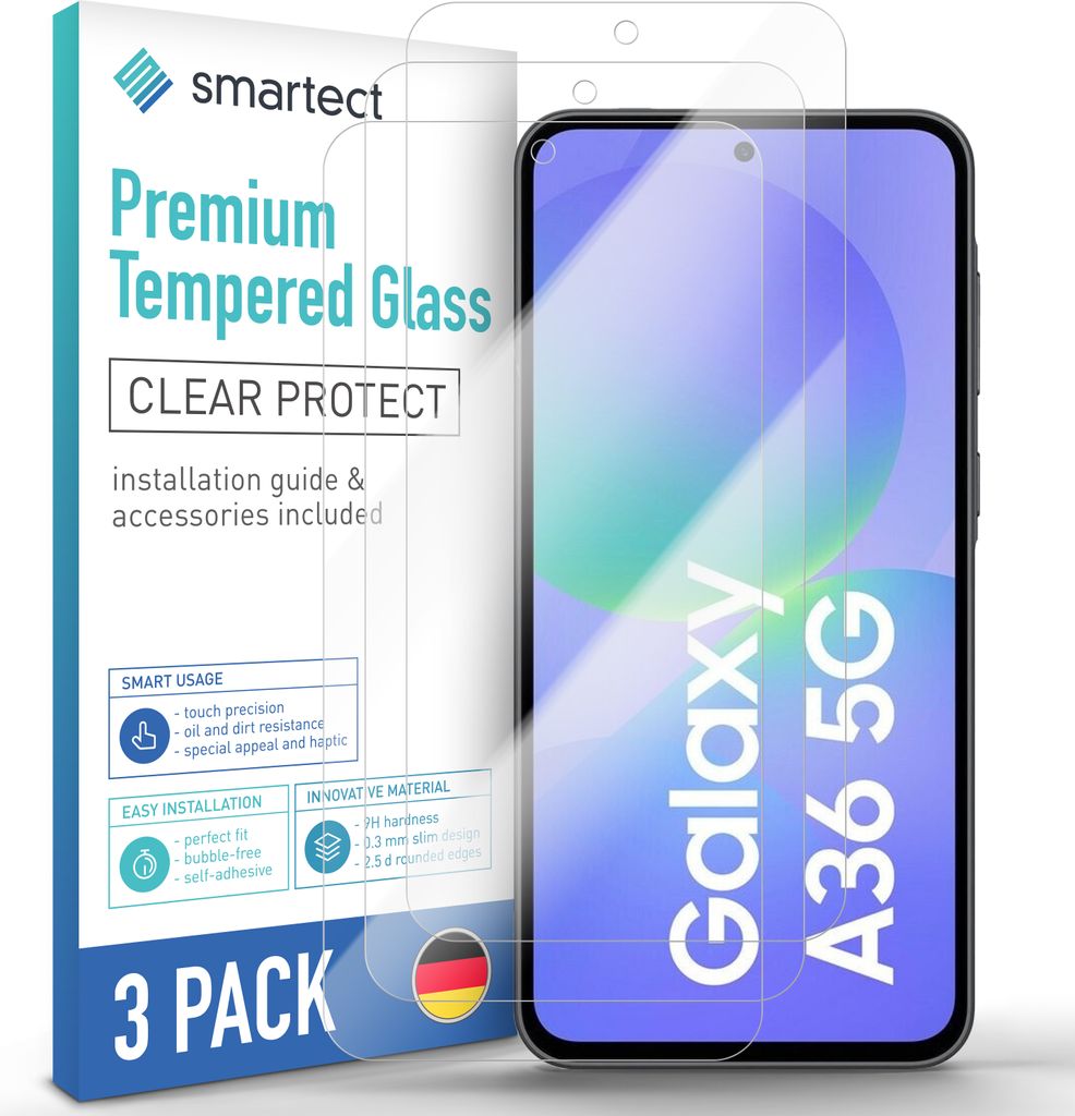 3x Schutzglas Panzerfolie Klar für Samsung Galaxy A36 5G Produktbild 
