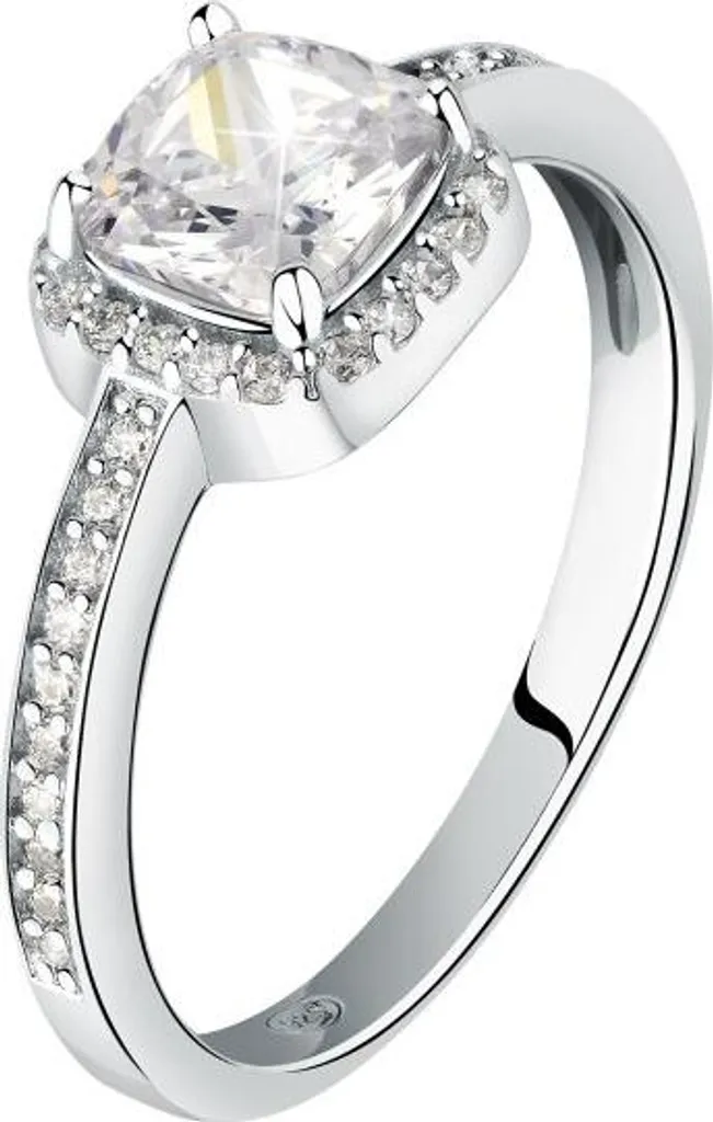Bague solitaire femme en argent rhodié et oxydes de zirconium - T54
