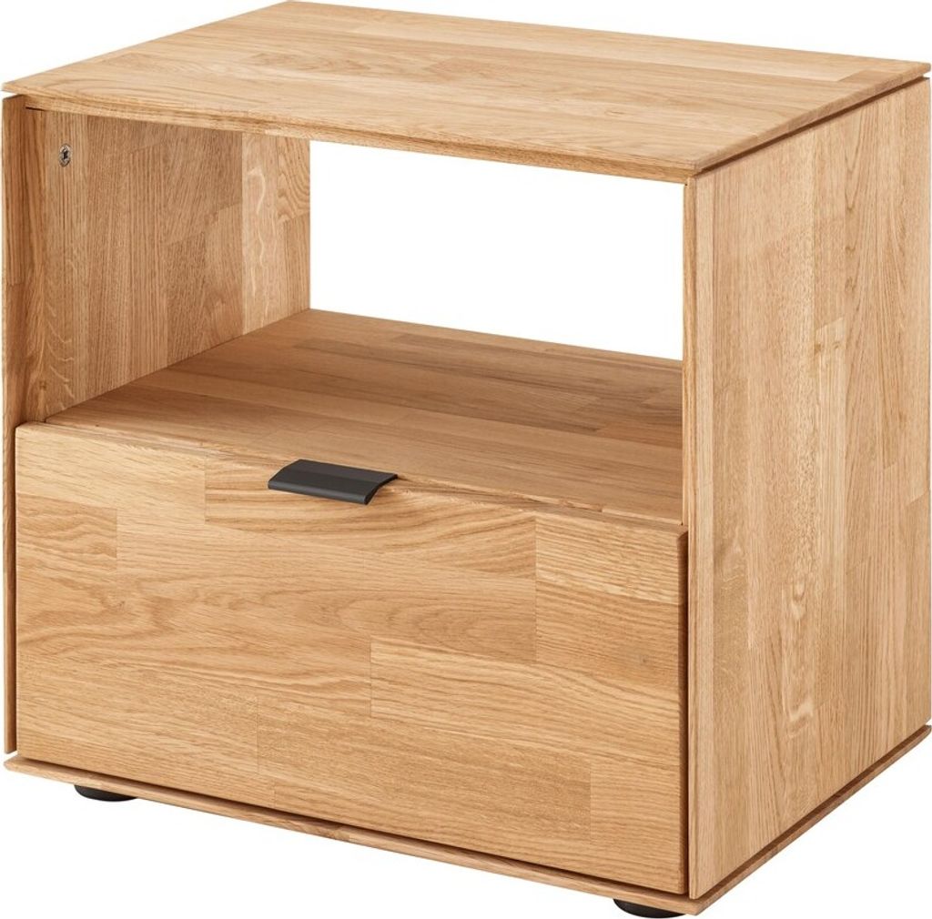 Nachtkommode I Metallgriff Como Kernbuche Natur Schwarz 50 x 37 x 47 cm